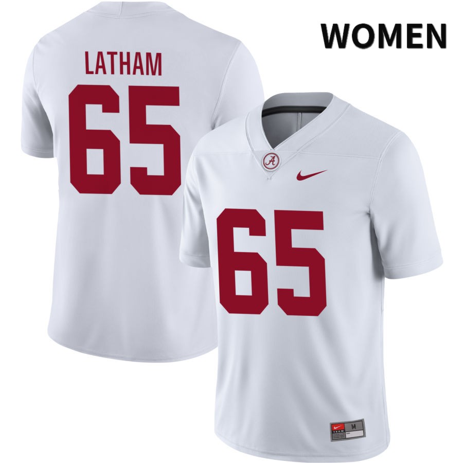 Alabama Crimson Tide Women's JC Latham #65 NIL White 2022 NCAA Authentic Stitched College Football Jersey ZQ16Z67DA